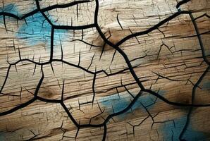 Cracked vintage wood texture background. generative AI photo