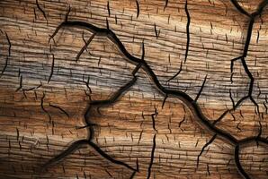 Cracked vintage wood texture background. generative AI photo