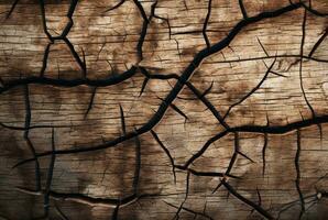 Cracked vintage wood texture background. generative AI photo