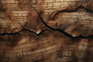 Cracked vintage wood texture background. generative AI photo