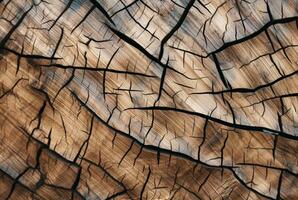 Cracked vintage wood texture background. generative AI photo