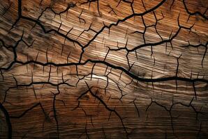 Cracked vintage wood texture background. generative AI photo