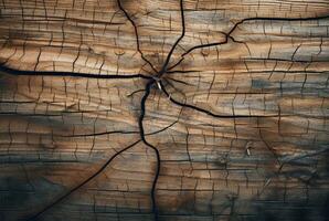 Cracked vintage wood texture background. generative AI photo