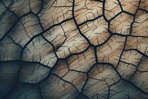 Cracked vintage wood texture background. generative AI photo