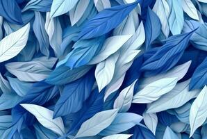 white blue leaves abstract background. generative ai photo