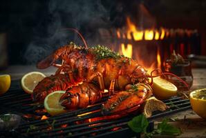 Delicious grilled lobster ready to eat. generative ai photo