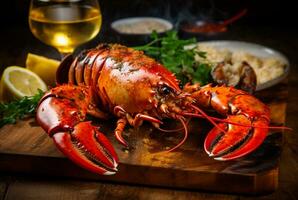 Delicious grilled lobster ready to eat. generative ai photo