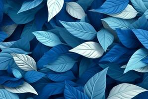 white blue leaves abstract background. generative ai photo