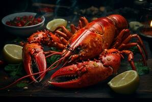 Delicious grilled lobster ready to eat. generative ai photo