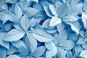 white blue leaves abstract background. generative ai photo