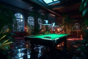 brand new and modern billiard room. generative ai photo