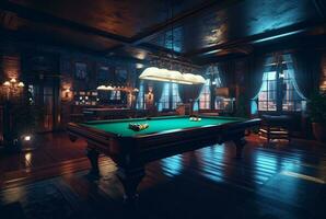 brand new and modern billiard room. generative ai photo