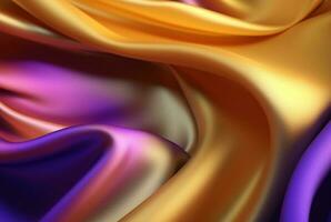 abstract background with 3d waves bright gold and purple. generative ai photo