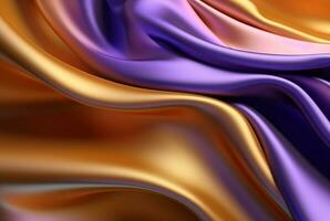 abstract background with 3d waves bright gold and purple. generative ai photo