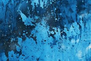 Blue cement texture background with watercolor splashes. generative ai photo