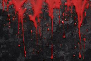 black cement texture background with red watercolor drips or splashes. generative ai photo