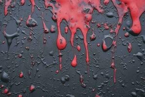 negro cemento textura antecedentes con rojo acuarela gotea o salpicaduras generativo ai foto