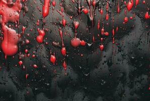 black cement texture background with red watercolor drips or splashes. generative ai photo