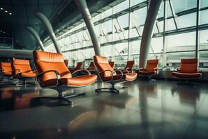 chairs in the airport. generative ai photo