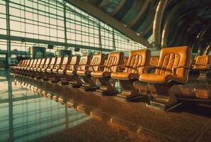 sillas en el aeropuerto. generativo ai foto