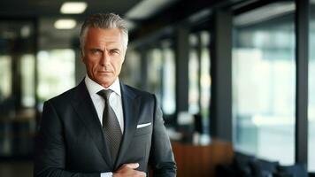 Confident and Elegant Handsome Middle-Aged Businessman Strikes a Pose, AI Generative photo
