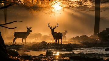 generativo ai, etéreo encuentros espíritu de el brumoso bosque foto