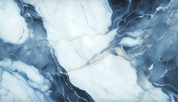 Generative AI, Glossy Blue and White Marble Texture photo