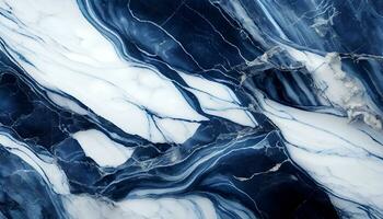 Generative AI, Glossy Blue and White Marble Texture photo