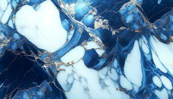 Generative AI, Glossy Blue and White Marble Texture photo