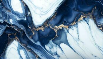 Generative AI, Glossy Blue and White Marble Texture photo