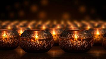 Glowing Diwali A Close-Up of Radiant Candlelit Decor, AI Generative photo