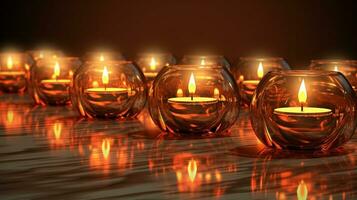 brillante diwali un de cerca de radiante alumbrado por velas decoración, ai generativo foto