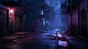 Eerie Neon-Lit Alleyway, AI Generative photo