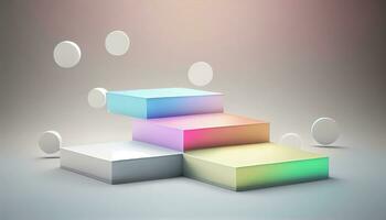 Generative AI, Product Display Stand on Soft Pastel Bokeh Background for Presenting and Showcasing Any Product with Style and Elegance photo