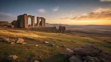 Generative AI, Ancient Ruins Combine landscapes with historical element photo