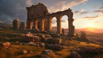 Generative AI, Ancient Ruins Combine landscapes with historical element photo