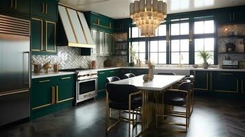 Generative AI, Glamorous Art Deco Kitchen Design photo