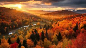 Generative AI, Autumn Symphony Vibrant Hues of Fall Foliage photo