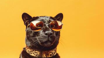 Generative AI, Sunglasses Vibes Black Panther on a Pastel Adventure photo