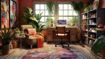 Generative AI, Boho-Chic Workspace photo