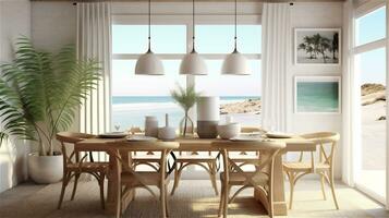 Generative AI, Coastal-inspired Dining Room photo