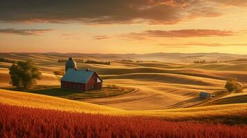 Generative AI, Fields of Tranquility Embracing the Rural Charms photo