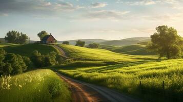 generativo ai, campos de tranquilidad abrazando el rural encantos foto