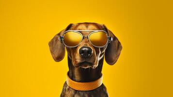 generativo ai, frio canino perro poniéndose Gafas de sol foto