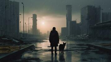 Generative AI, Dystopian future a dark and moody images photo