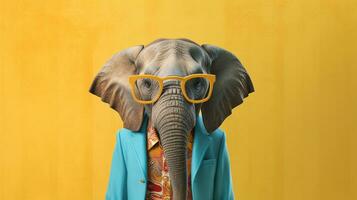 Generative AI, Shades of Serenity Elephant in Stylish Sunglasses photo