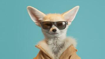 Generative AI, Cool Fennec Stylish Sunglasses on Pastel Playground photo