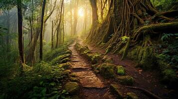 generativo ai, encantado caminos revelando el misterio y aventuras de bosque caminos foto