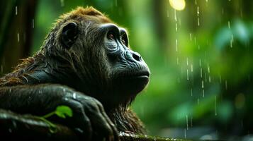 Majestic Gorilla Amidst the Verdant Forest, AI Generative photo
