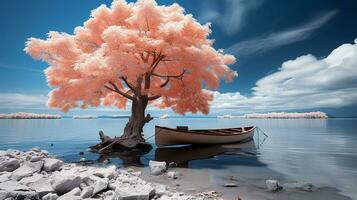 Ethereal Waters Infrared Transformation, Generative AI photo